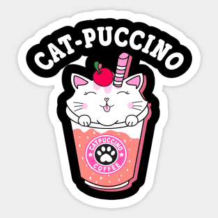 Catpuccino T-Shirt Cats Coffee Cappuccino Italian Coffee Funny Kawaii Cute kitten Cat Lover Sticker